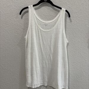 Eileen Fisher Organic Linen Tank Top White Sleeveless Relaxed Fit M